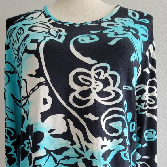 Teal & Black Long Sleeve Tunic with embellishment - Picture 1 of 3